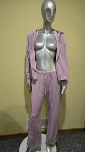 Chaqueta y pantalones de terciopelo rosa St. John's Bay conjunto de ropa de salón talla mediana - Imagen 1 de 6