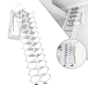 Attic Extension Ladder 12.5ft Narrow Wall Mounted Folding Loft Stairs 12 Steps - Picture 1 of 8