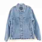 Zara Blue Light Wash Cotton Denim Button Up Jean Jacket Mens Size M