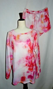 Leo Rossi Pajama LS Top Shorts Set Tie Dyed Pink & Orange Large/XL - Picture 1 of 8