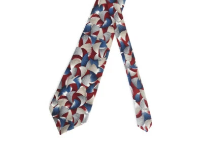 Corbata Pierre Cardin de Seda Vintage Abstracta Azul Blanco Borgoña Formal Foto 1 de 4