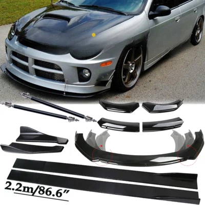 For Dodge Neon Front Bumper Lip Spoiler Side Skirts+Rear Glossy+Black Foto 1 de 4