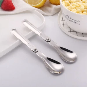 2 PCS Drink Spoons Folding Utensil Set Soup Spoons Folding Handle Spork - Picture 1 of 12