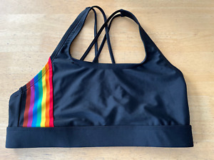 Target X Human Kind Pride Black Rainbow Striped Sports Bra - Women's Sz M