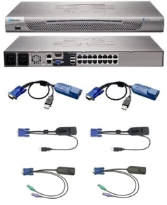 Raritan KX2-416 DKX2-416 16 Port KVM Switch & 2x D2CIM-VUSB 2x DCIM-USBG2 2 PS2 - Picture 1 of 1