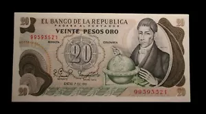 COLOMBIA 20 PESOS ORO 01/01/ 1981 F. CALDAS P409d UNC #N23# - Picture 1 of 2