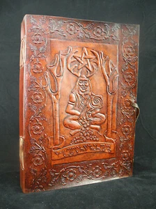 Horned God Cernunnos - Large Handmade Leather Journal Wicca Book of Shadows - Picture 1 of 9