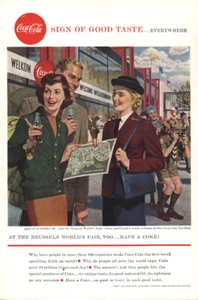 1958 Coca Cola: Brussels Worlds Fair Vintage Print Ad - Picture 1 of 1