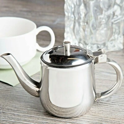 SILVER SERVER/CREAMER GOOSENECK DURABLE 18/8 STAINLESS STEEL 10 Oz. WITH LID - Image 1 of 4