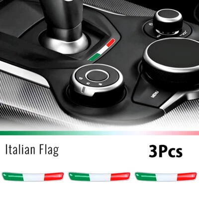 3pcs Italy Flag Logo Emblem Stickers Badge Decor Decals Car Interior Accessories - Image 1 of 4