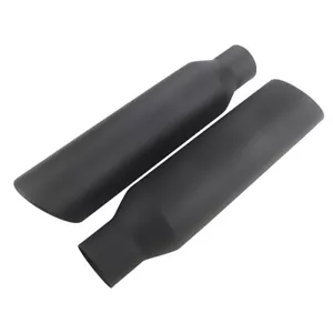Black Universal Angle Cut Stainless Steel Exhaust Tips 2.5" IN 4" Outlet 2 Piece - Picture 1 of 6
