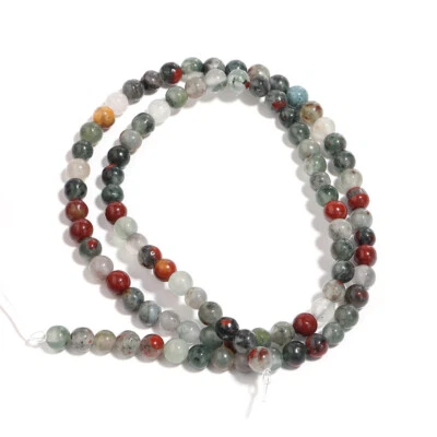 Natural African Bloodstone Gemstone Smooth Round Loose Beads for Jewelry Making - Image 1 of 4