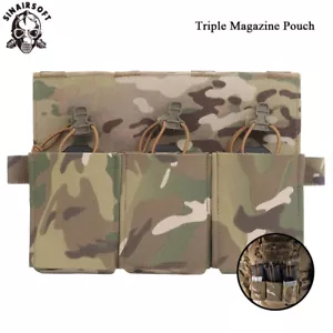 Tactical Triple Magazine Pouch Molle Rifle Mag Holder 5.56 762 Placard w/ Insert - Picture 1 of 22