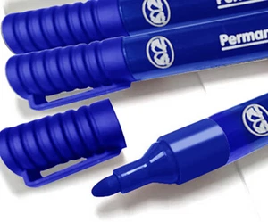 BLUE Permanent Marker 2mm Bullet Tip Pen Quick Drying Waterproof Multi Surface - Picture 1 of 11