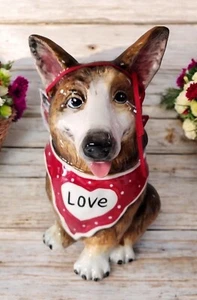 Blue Sky Clayworks Valentine Corgi Red LOVE Scarf Ceramic 9” NWT - Picture 1 of 7