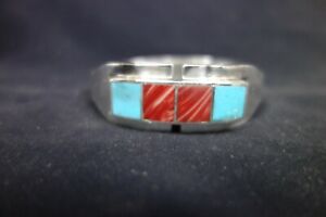 Red Agate& Turquoise Sterling Silver Bracelet