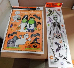 Halloween Bling Clings Eerie Alley Skeleton 19"x5" Monster Window Clings USA 68C - Picture 1 of 3