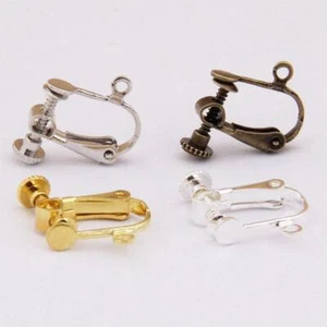 10 piezas Pendientes de metal ajustable de 12 mm sin perforar con clip para pernos traseros hágalo usted mismo - Imagen 1 de 8
