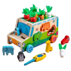 Holzspielzeug Motorikspielzeug Steckspiel mit Holzpuzzle Karotten für Kinder - Bild 1 von 13