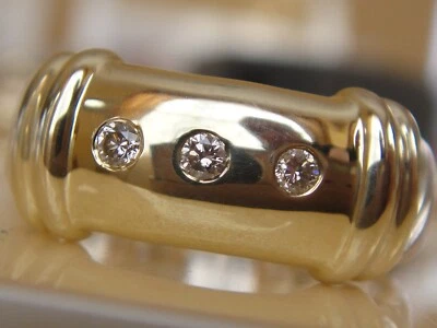 DAVID YURMAN 14/K GOLD , SS WIDE METRO 3 DIAMOND CABLE RING sz-6 - Image 1 of 3