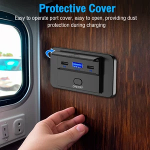 12V-24V Dual USB PD QC 3.0 Car Boat RV Fast Charger Socket LED Power Outlet New - Photo 1 sur 8