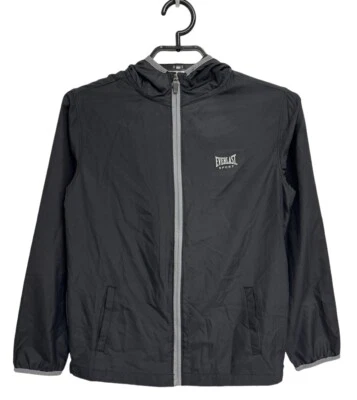 Everlast Sport Boy's Black Mesh Lined Full Zip Hooded Rain Jacket Size L - Image 1 of 4