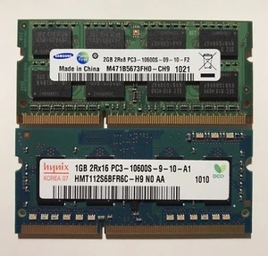 Samsung 2GB Hynix 1GB PC3-10600S SODIMM - Picture 1 of 2