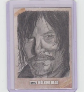 WALKING DEAD EVOLUTION DARYL DIXON SKETCH CARD BY ARTIST CHRIS QUINN 1/1! - Picture 1 of 2