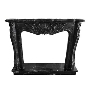 Fireplace Frame In Black Marquinia Marble Classic Decoration Louis XVI L.150Cm - Picture 1 of 6