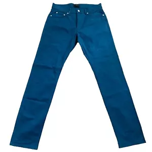 M&S Collection Mens Chinos Trousers Size 32/33 Slim Air Force Blue Cotton Blend - Picture 1 of 6