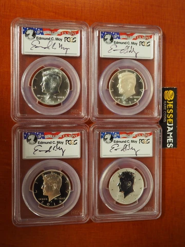 2014 W REVERSE PROOF SILVER KENNEDY 4 COIN PCGS PR70 MS70 EDMUND MOY SIGNED Cover