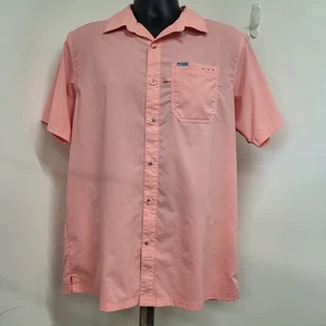 Columbia PFG Shirt Mens Size Medium Pink Short Sleeve Ripstop Fishng Omni-Shade - Picture 1 of 16