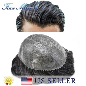 Toupee for Men Thin Skin Mens Toupee Human Hair System PU Injected Men Hairpiece - Picture 1 of 114
