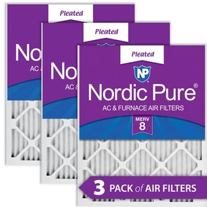 Nordic Pure 8x20x1 Pleated MERV 8 Air Filters 3 Pack - Picture 1 of 7