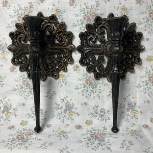 Pair Of VTG 1964 Syroco Wall Candle Sconces Mid Century Hollywood Regency Gothic - Picture 1 of 6
