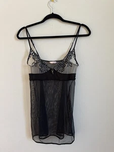 Vintage Y2K Victoria’s Secret Babydoll-Kleid schwarz transparente Spitze Größe M - Bild 1 von 6