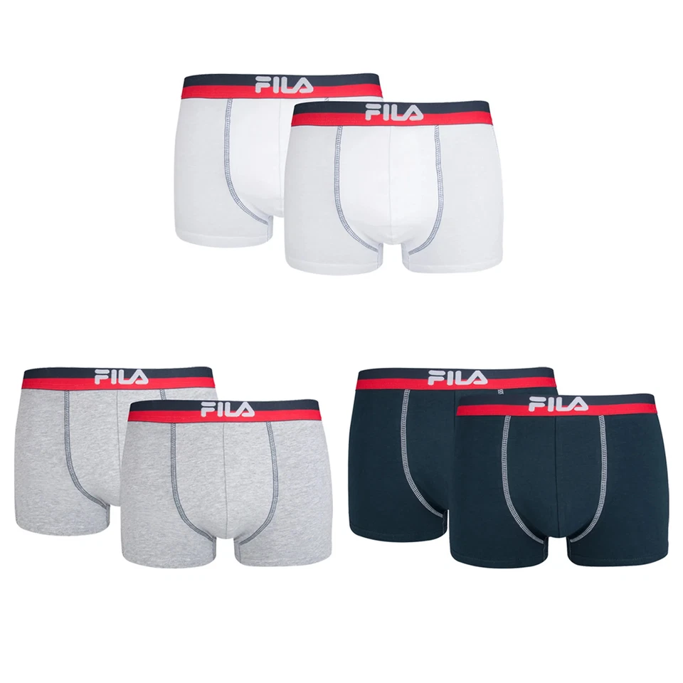 FILA Boxer Shorts Da Uomo - Pacco Vantaggi, Logo, Urban, Cotone Stretch, Un... - Immagine 1 di 1