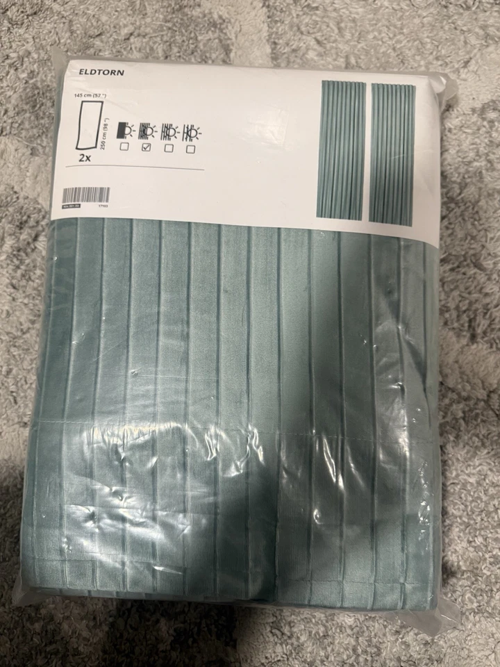 НОВЫЕ зеленые вельветовые шторы IKEA ELDTORN Sage 2 панели (1 пара) 57 x 98 дюймов - Изображение 1 из 4