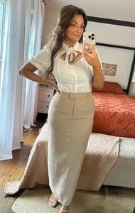 Maxi gonna elasticizzata kaki Joie taglia 10 tasche - Foto 1 di 7