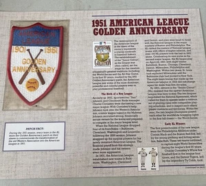125 Years of Official Baseball Patches- 1951 American League Golden Anniversary - Picture 1 of 7