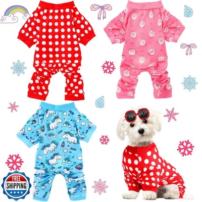 3 Pieces Dog Pajamas Puppy Soft Pets Clothes Dog Jumpsuit for Small Medium La - Image 1 of 4