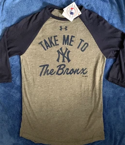 NY YANKEES SHIRT SZE SMALL UNDER ARMOUR RAGLAN TAKE ME TO THE BRONX MLB BASEBALL - Picture 1 of 7