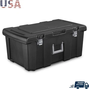 Heavy Duty Plastic Footlocker Lockable Storage Container W/ Wheels Camping Dorm - Picture 1 of 10
