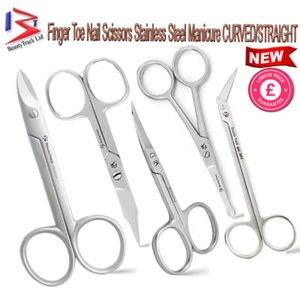 Professional Finger Toe Nail Scissors Stainless Steel Manicure CURVED/STRAIGHT - Picture 1 of 33