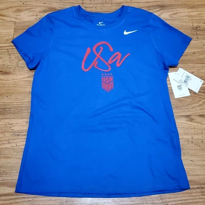 Nike Women's Large USA Soccer Core SS Game Royal Blue T-Shirt NEW - Image 1 of 4