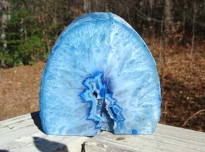 Achat Geode Mini blau Buchstützen - sehr gute Farben/Muster - trübe Zentren - 2 Pfund 10 Unzen - Bild 1 von 7