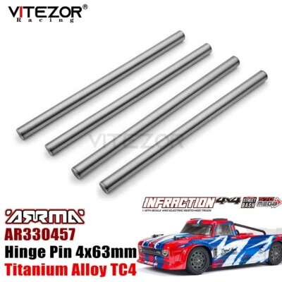 For Arrma 1/8 INFRACTION 4WD MEGA AR330457 Hinge Pin 4x63mm Titanium TC4 4Pcs - Image 1 of 4