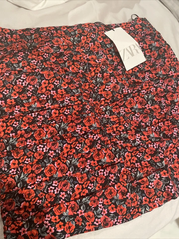 Zara Multi Color Printed Mini Skirt 7934/420 Cotton L 100 Large 1328l