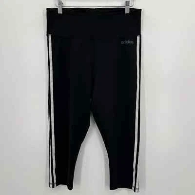 Adidas Leggings Para Mujer Talla L Negro Climalite Elastizado Corto 3/4 Longitud Yoga Foto 1 de 4