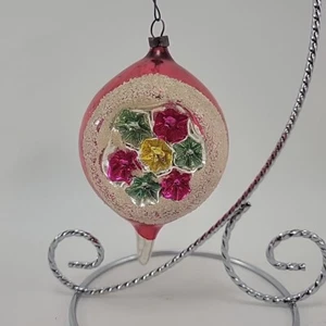 Vintage Mercury Glass Ornament Double Indent 2.5" Mica Pink Green Yellow - Picture 1 of 7
